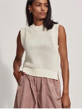 Varley Randal Crop Knit Tank Cream size M